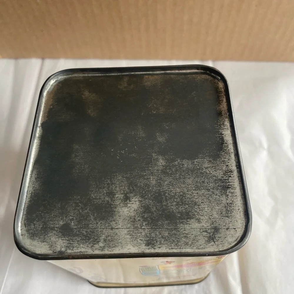 Vintage Storage Tin Coffee Loves Candy Cream and Brown